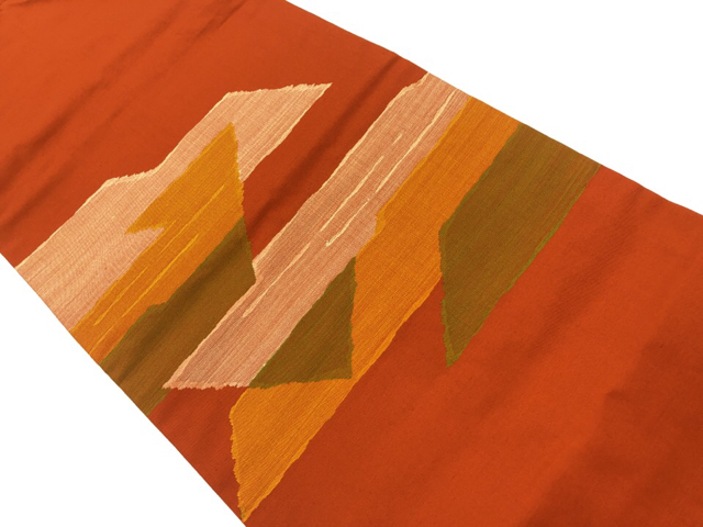 JAPANESE KIMONO / VINTAGE NAGOYA OBI / WOVEN ABSTRACT PATTERN